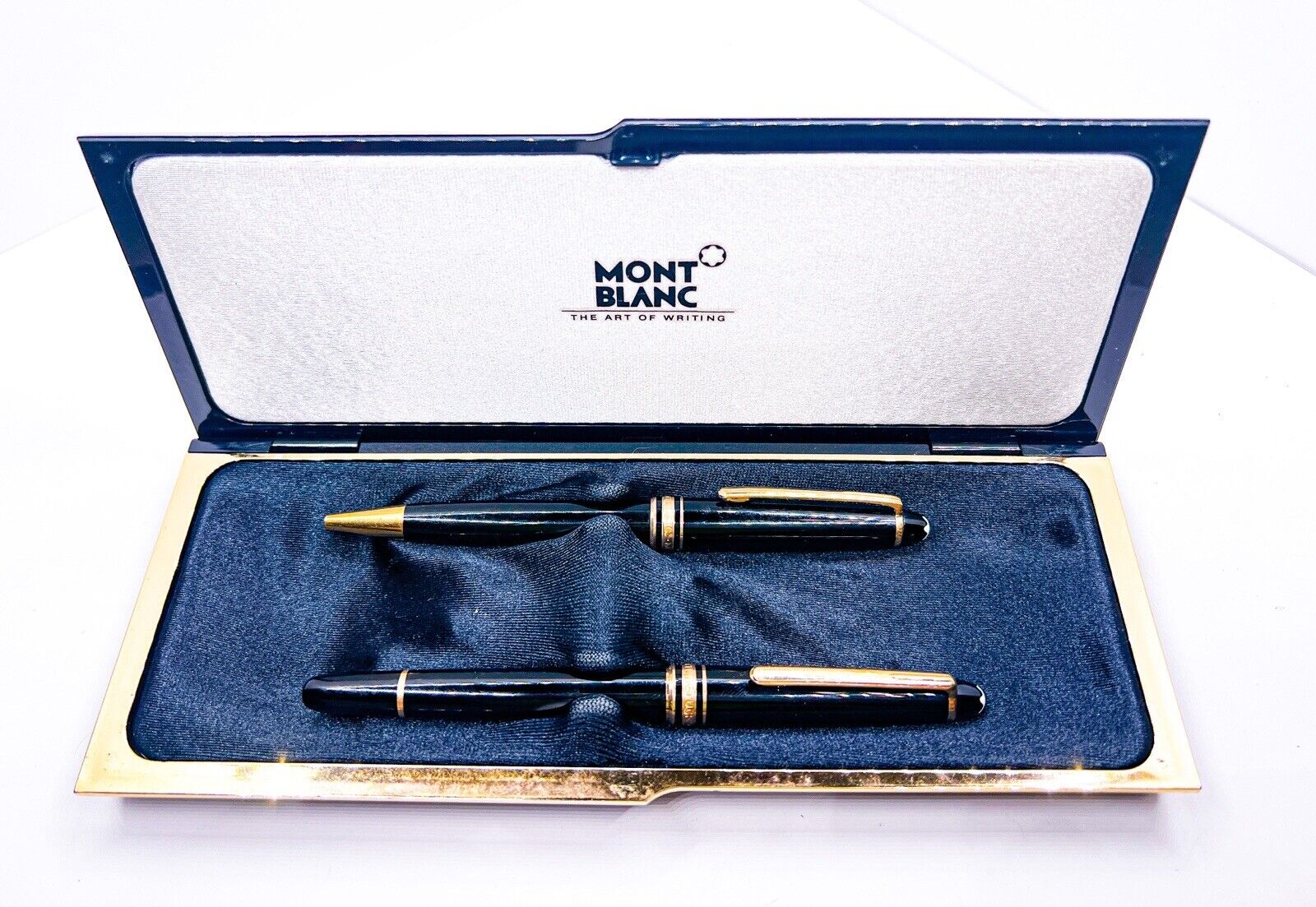 Montblanc Meisterstuck 2pcs Set Box Fountain Pen 14k Gold 585 Nib Ballpoint Pen