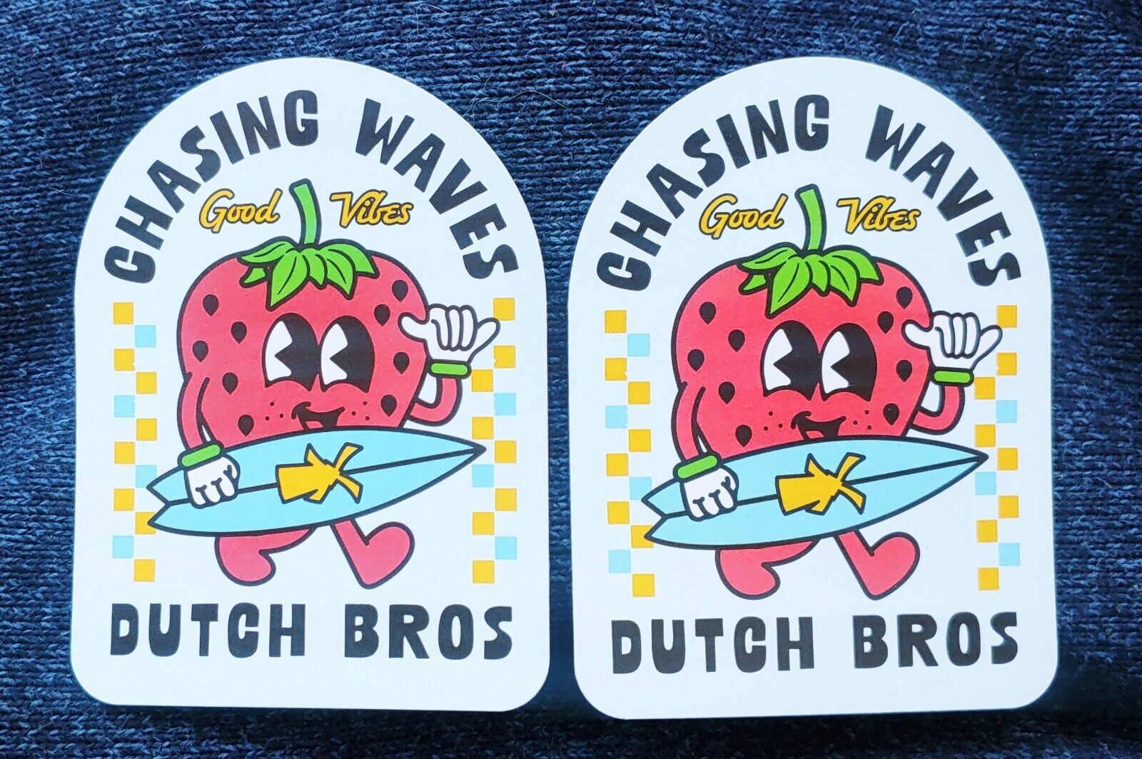 Two (2) Dutch Bros Stickers May 2024 Chasing Waves