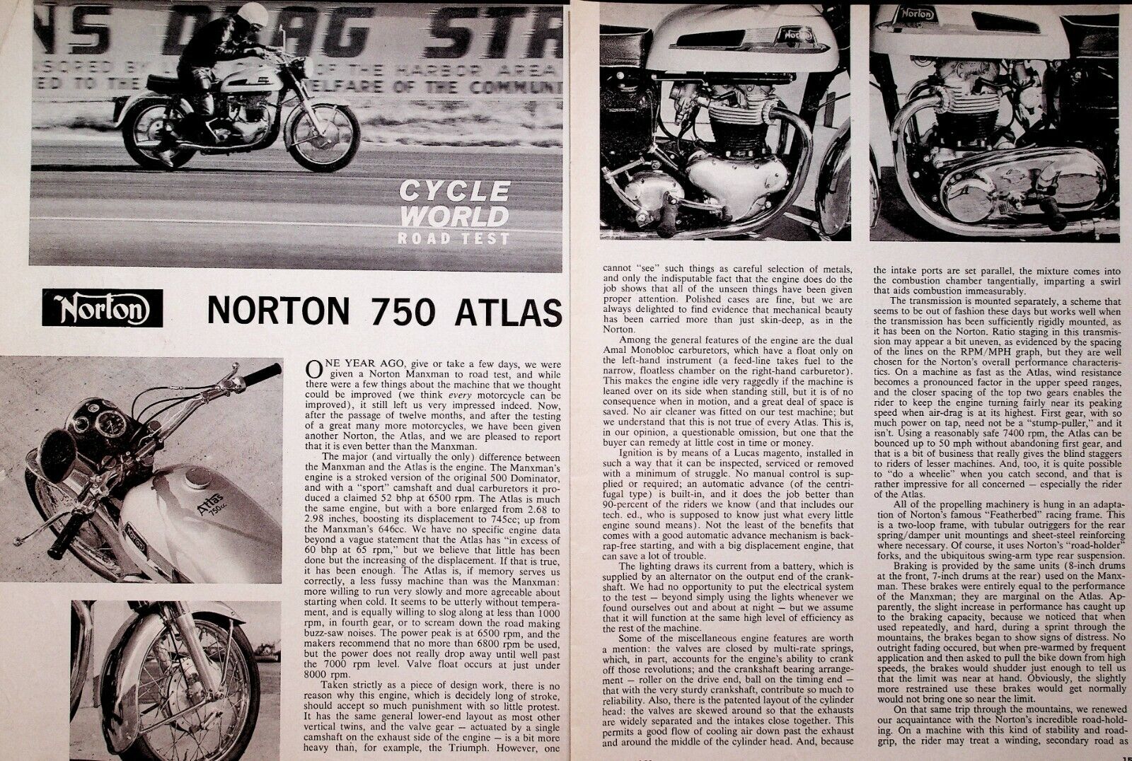 1963 Norton 750 Atlas - 4-Page Vintage Motorcycle Road Test Article