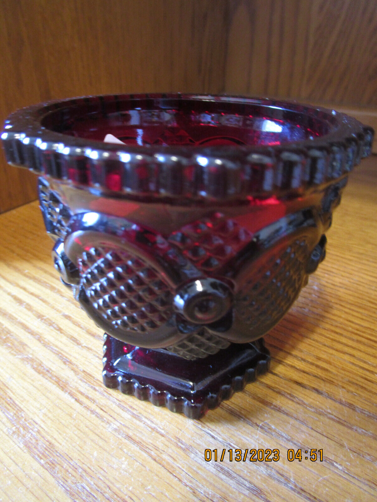 Avon Ruby Red Glass 1876 Cape Cod Sugar Bowl Excellent Condition No Box