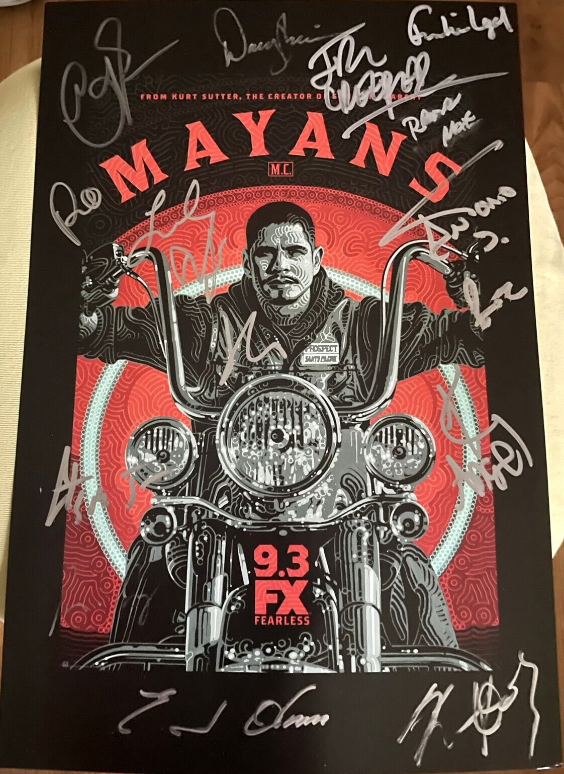 Mayans MC cast signed autograph 2019 SDCC poster Bolger Cardenas Olmos Pardo JSA