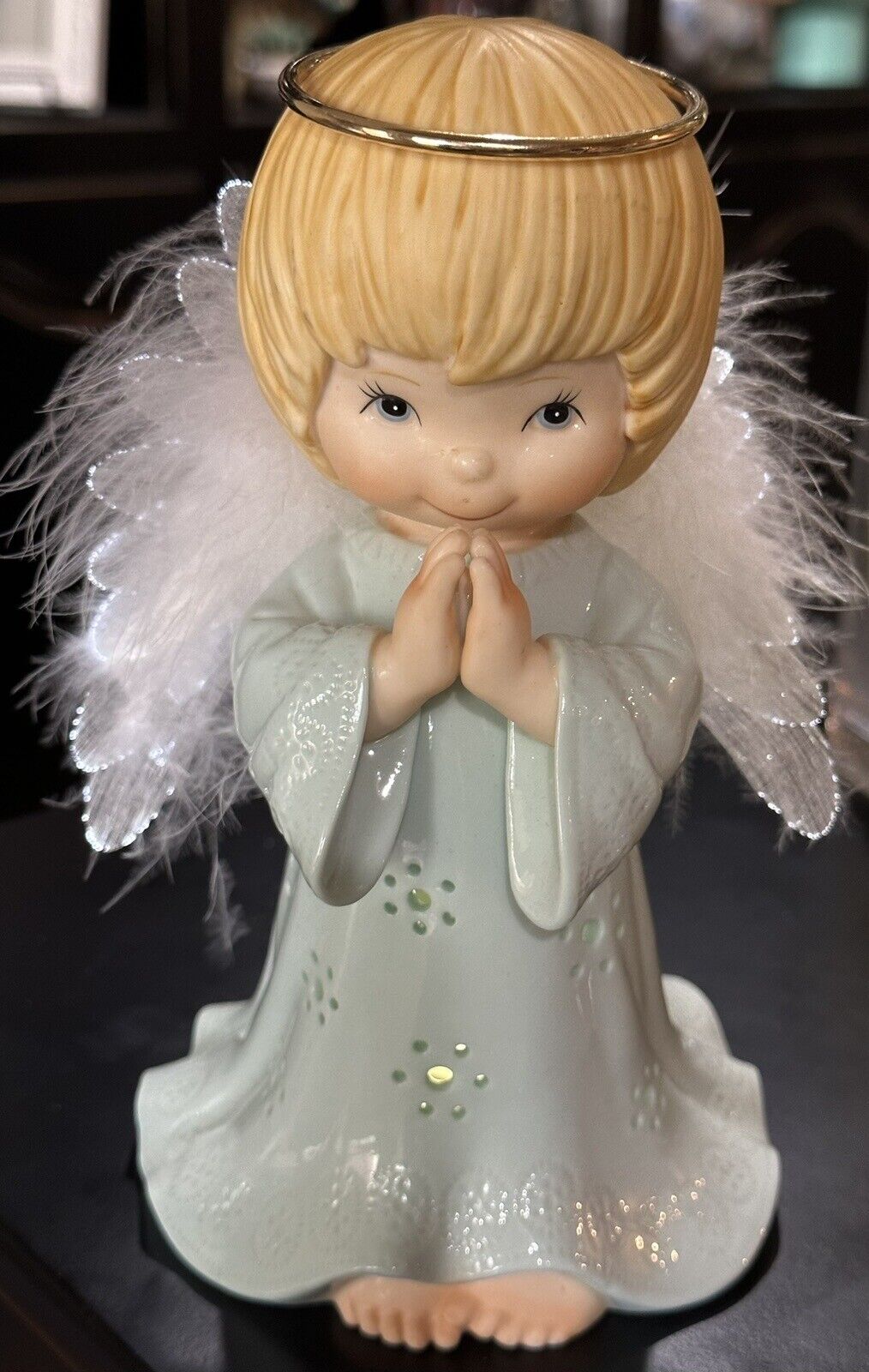 Fiber Optic Praying Beautiful Angel Porcelain 8\