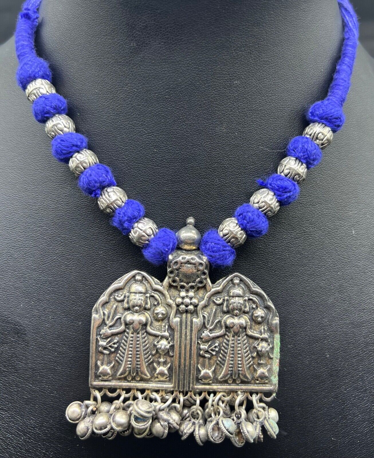 Stunning Old Antique Vintage Jewelry Buddha Statues Craved Mixed Slivered Neckle