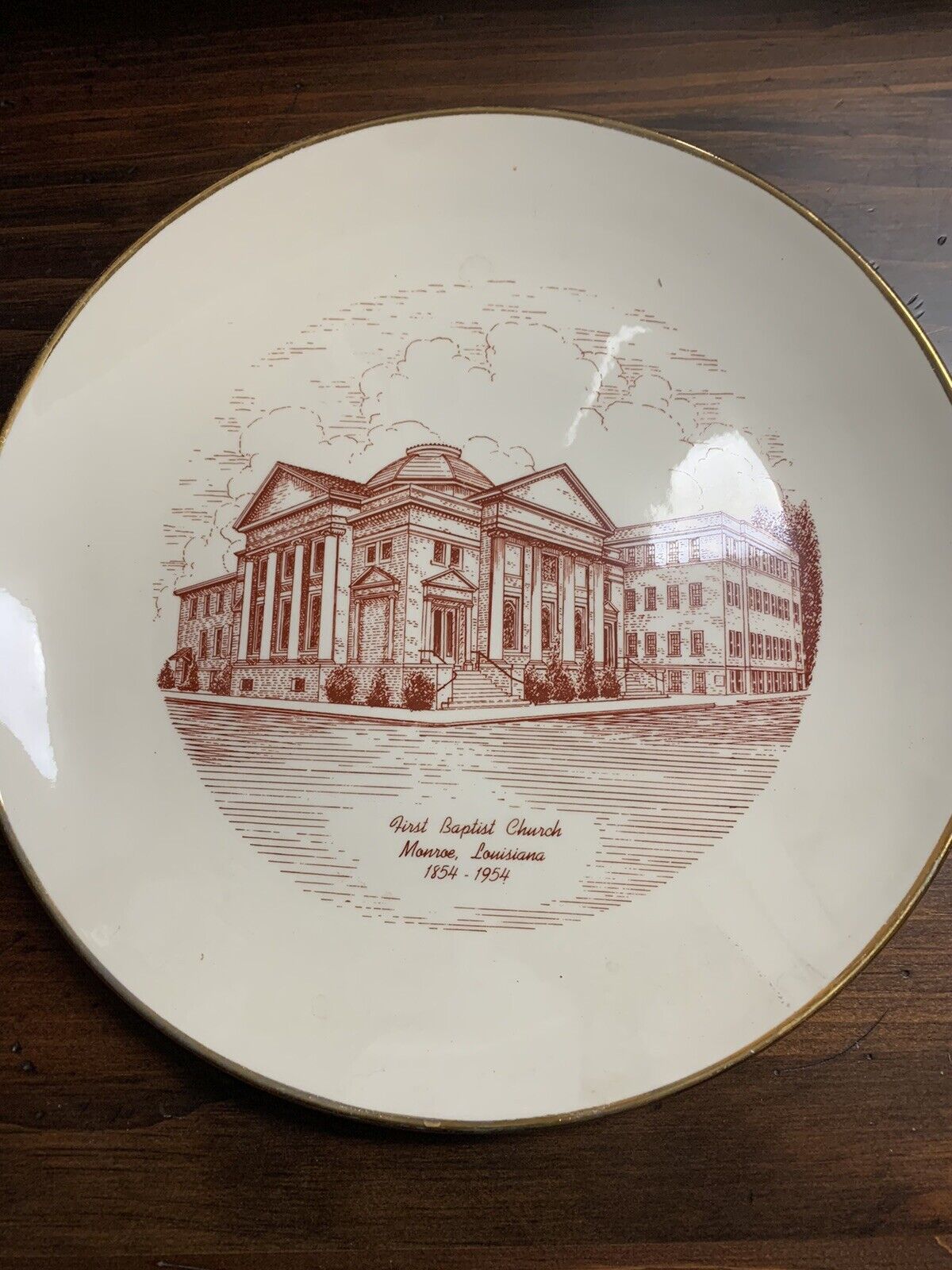 Vintage collectible plate First Baptist Church Monroe Louisiana 1854-1954