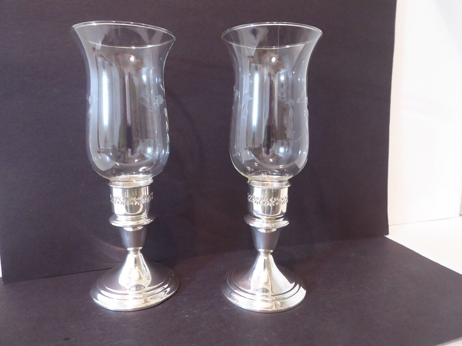 Gorham Silverplated Candleholders for Tapers, Glass Hurricanes, YC3003   (S3