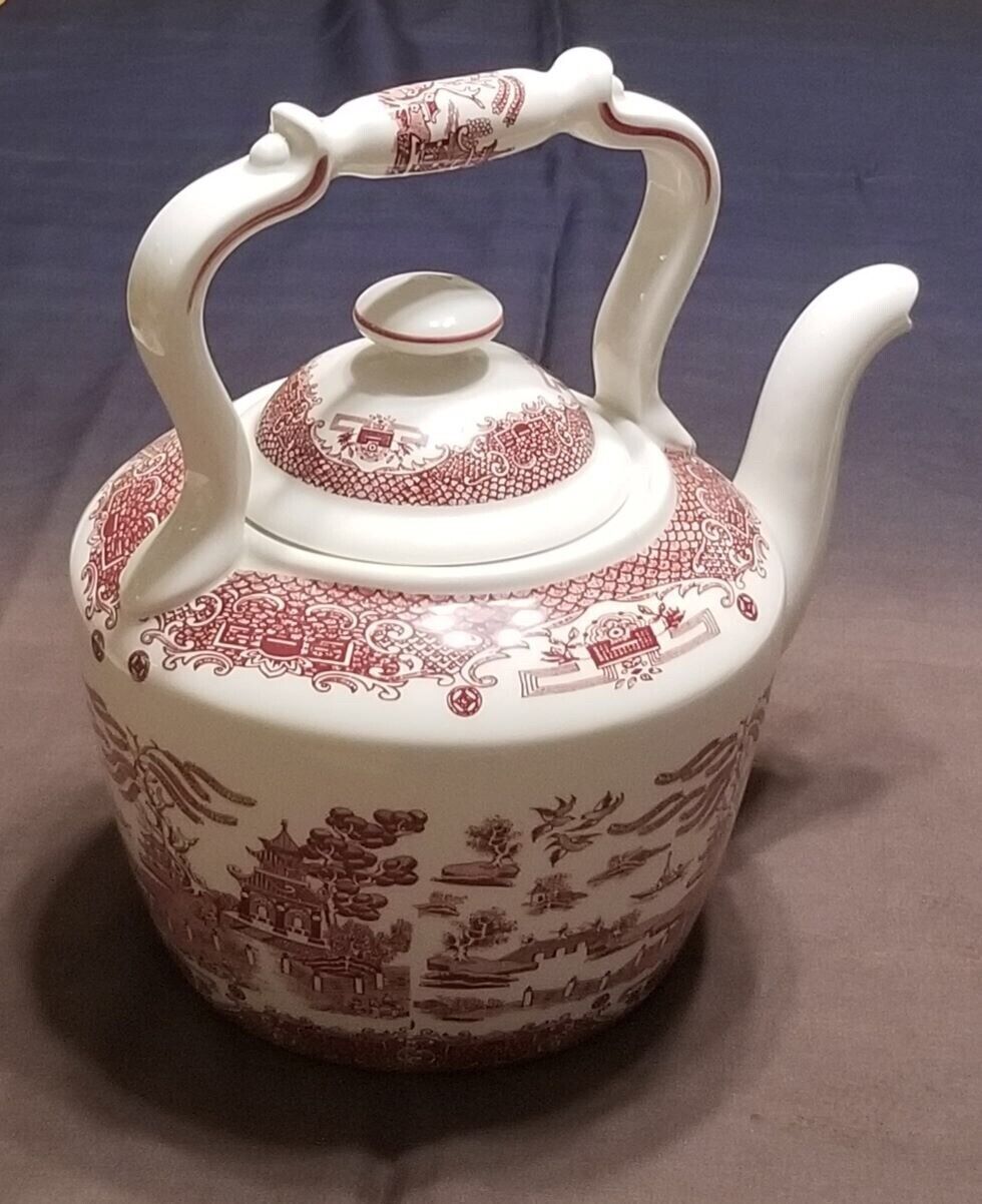 Pink Willow by Regal Big Teapot Scenic Pattern England Vintage Rare