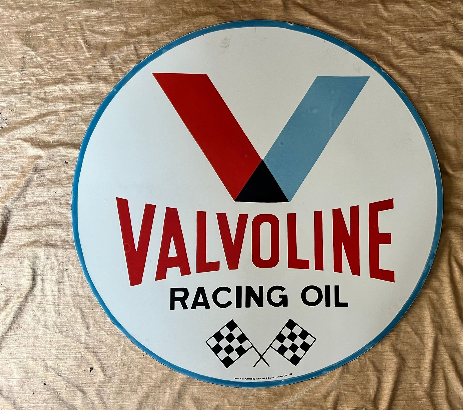 Valvoline Racing Oil Porcelain Enamel Sign Size 30