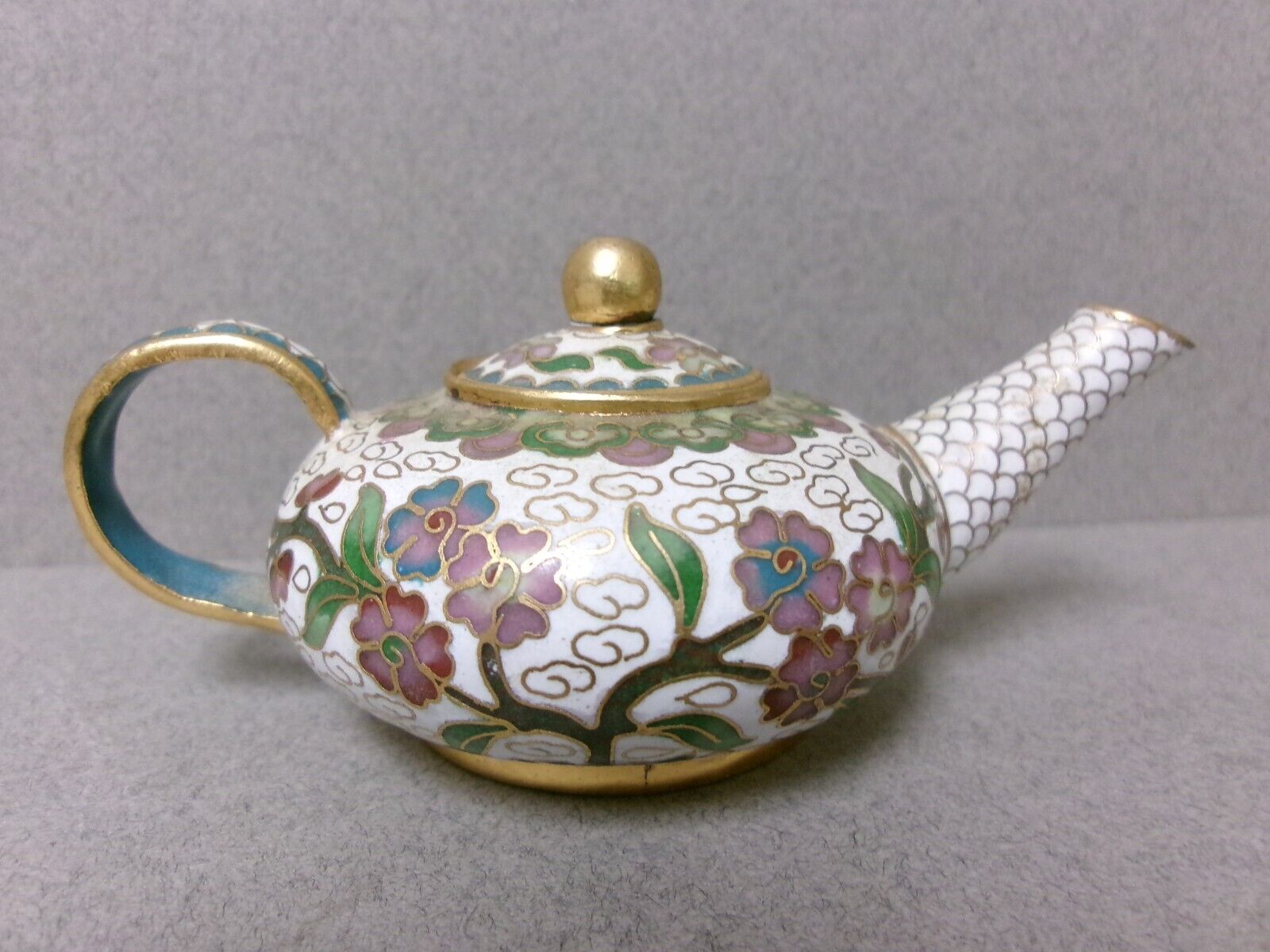 Miniature CLOISONNE Enamel Teapot - 4 1/2\