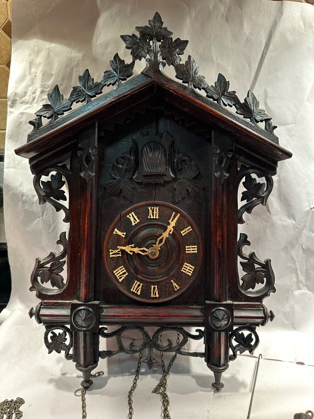 Rare Antique German Black Forest Cuckoo Wall Clock By Gordian Hettich Sohn