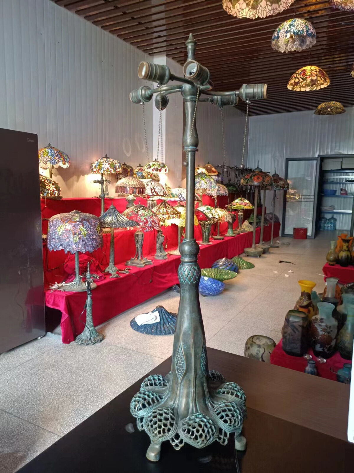 Antique Tiffany Studios Reproduction Bronze Lamp Base