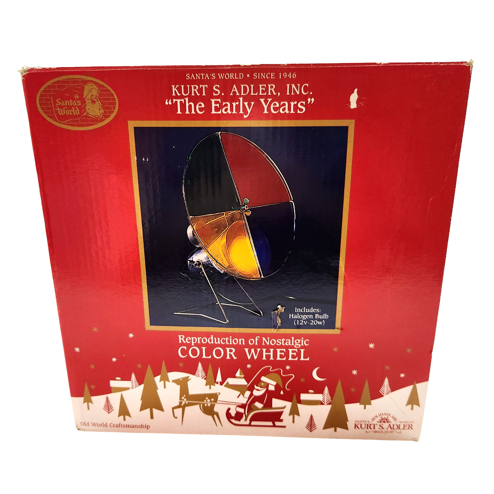 Kurt Adler Santas World Nostalgic Christmas Color Wheel Tree Light with Box