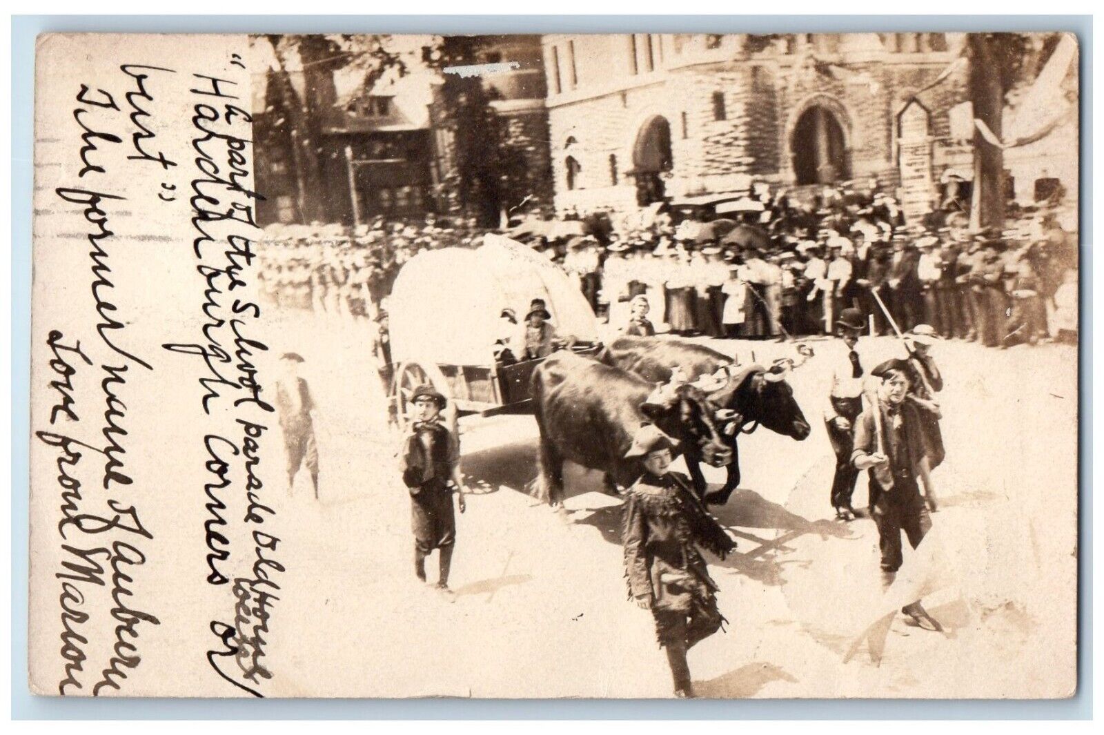 1906 School Parade Old Home Week Auburn New York NY Posted RPPC Photo Postcard