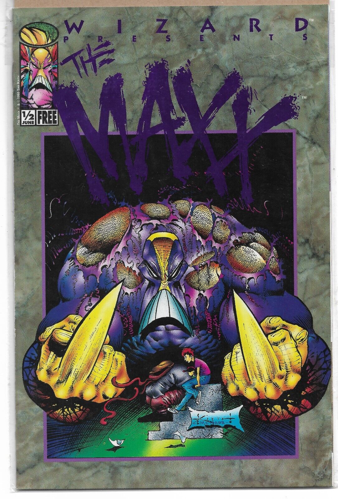 THE MAXX #1/2 - 1993 Image/Wizard Comics Mail Away Purple Foil