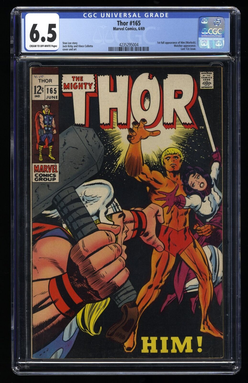 Thor #165 CGC FN+ 6.5 1st full Appearance HIM (Adam Warlock) Marvel 1969