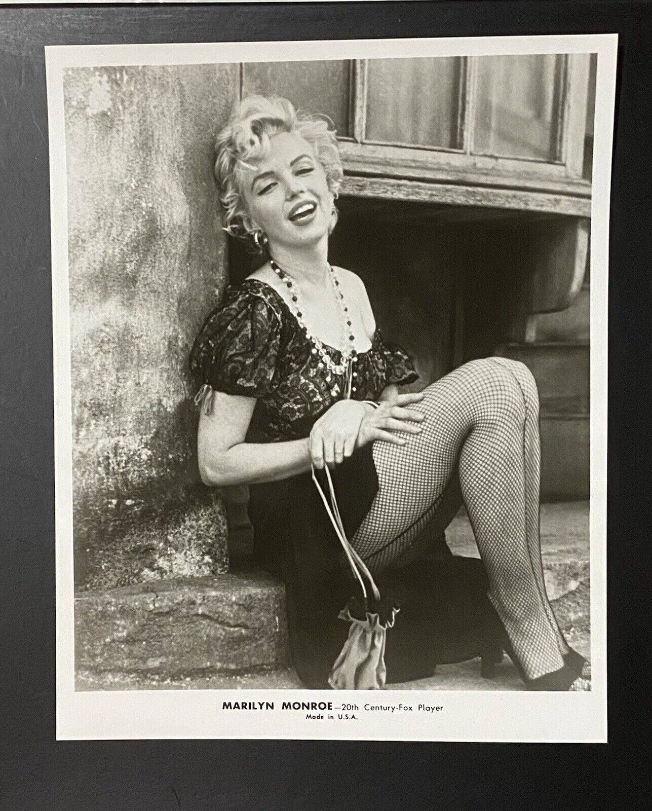 1956 Marilyn Monroe Original Photograph Peasant Sitting Bus Stop Milton Greene
