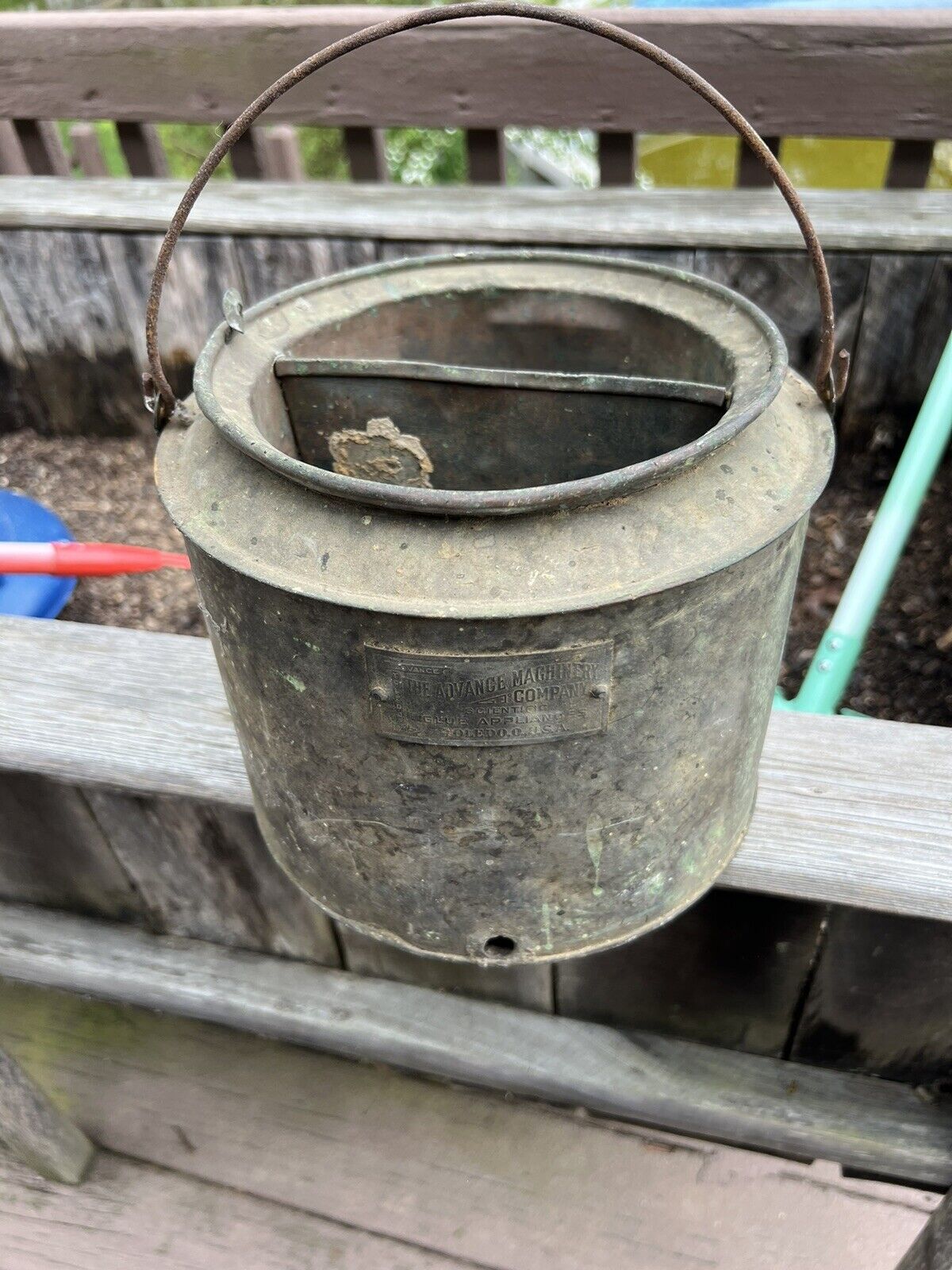 Vintage Old Advance Machinery Co. Brass Pail Bucket Glue Bucket Pot ?