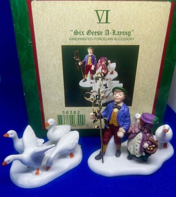 Vintage Department 56 Twelve Days of Dickens Village Six Geese A-Laying in Box