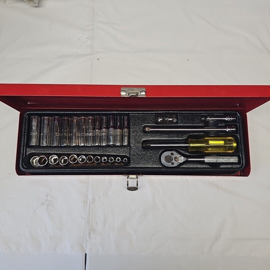Vintage Proto 29 Piece Professional Tools 4749 1/4” Drive Ratch Tool Set W/ Case