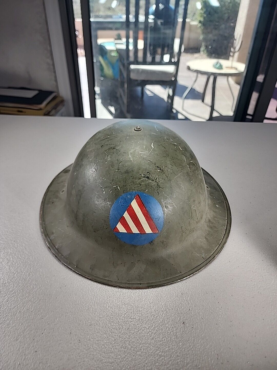 WW1 US Army & Civil Defense Helmet Complete W/ Liner, Chinstrap 288 MPLVD