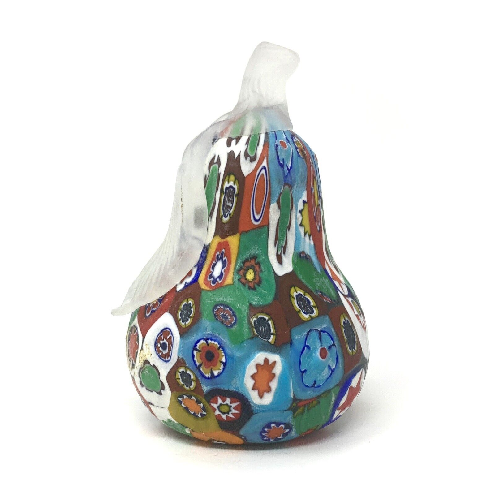 Murano Pear Paperweight Fratelli Toso Millefiori Cane Hand Blown MCM Mid Century