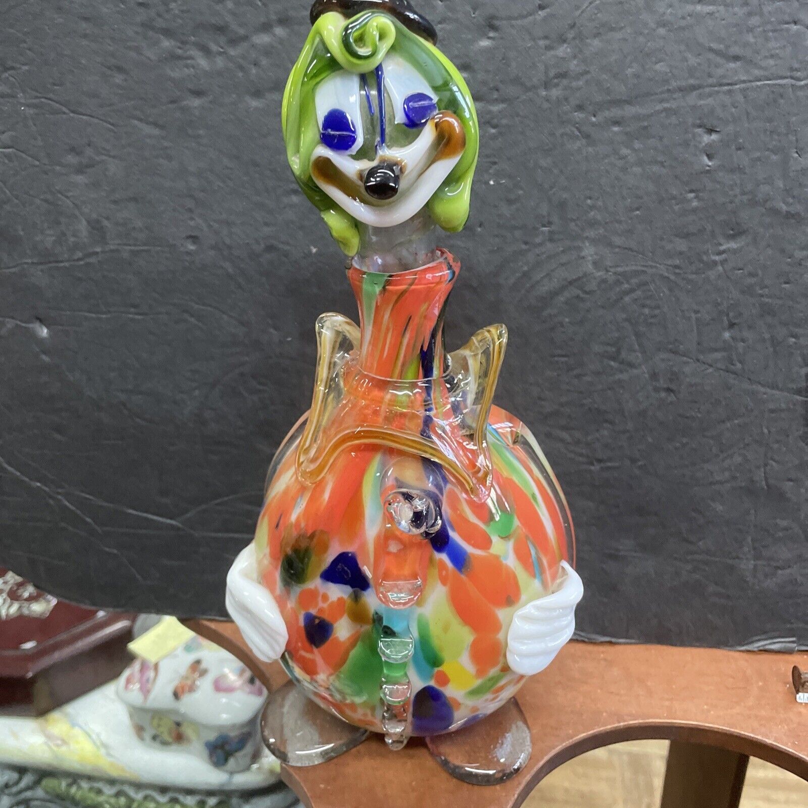vintage large murano glass italy figural clown liquor decanter 