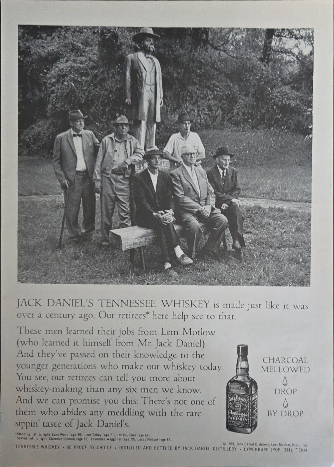 1969 Jack Daniel's Whiskey Ad - Just Like a Century Ago
