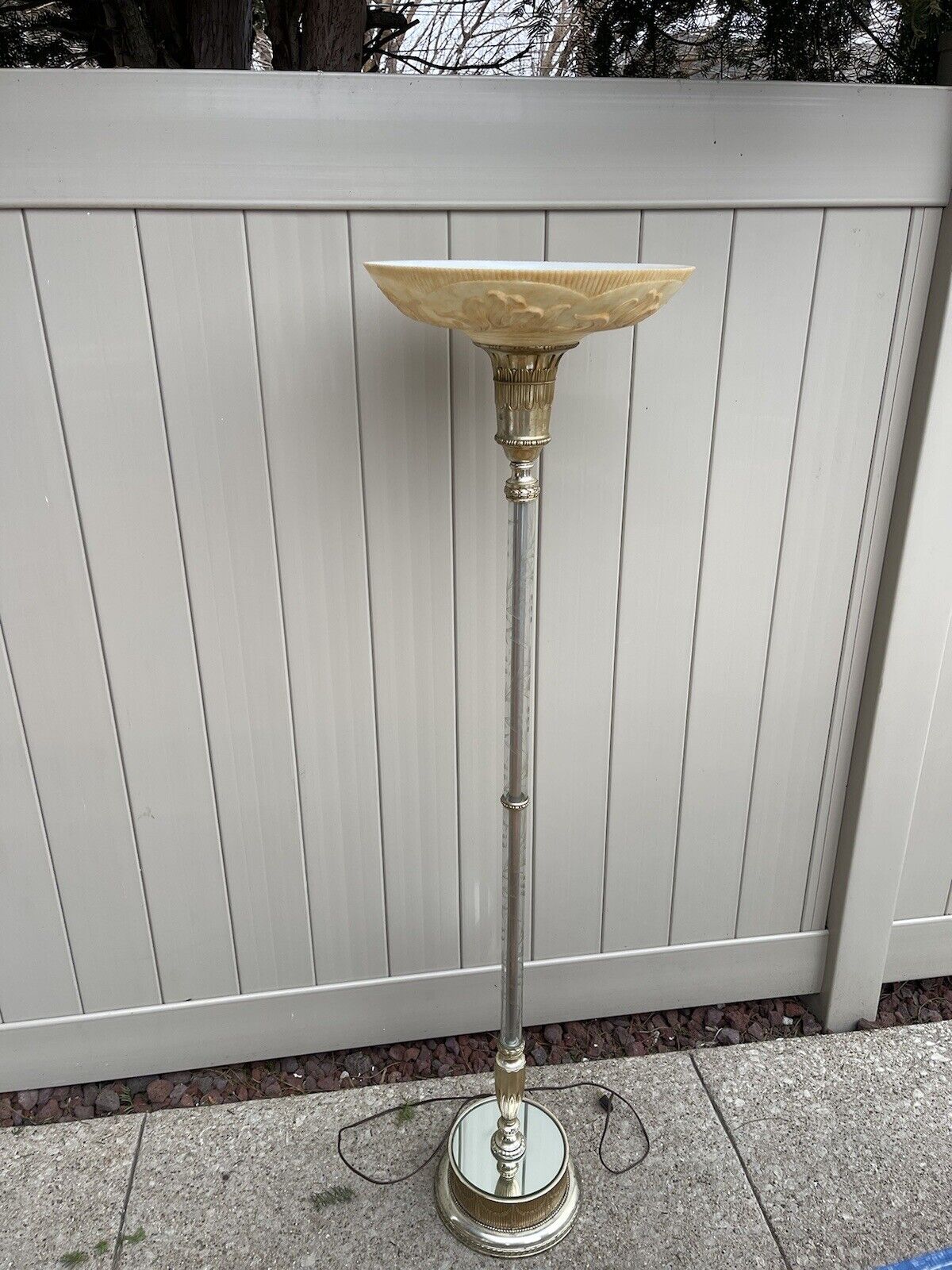 Hollywood Regency 1930\'s Vintage Torchiere Floor Lamp, Silver Plated,Cut Glass.