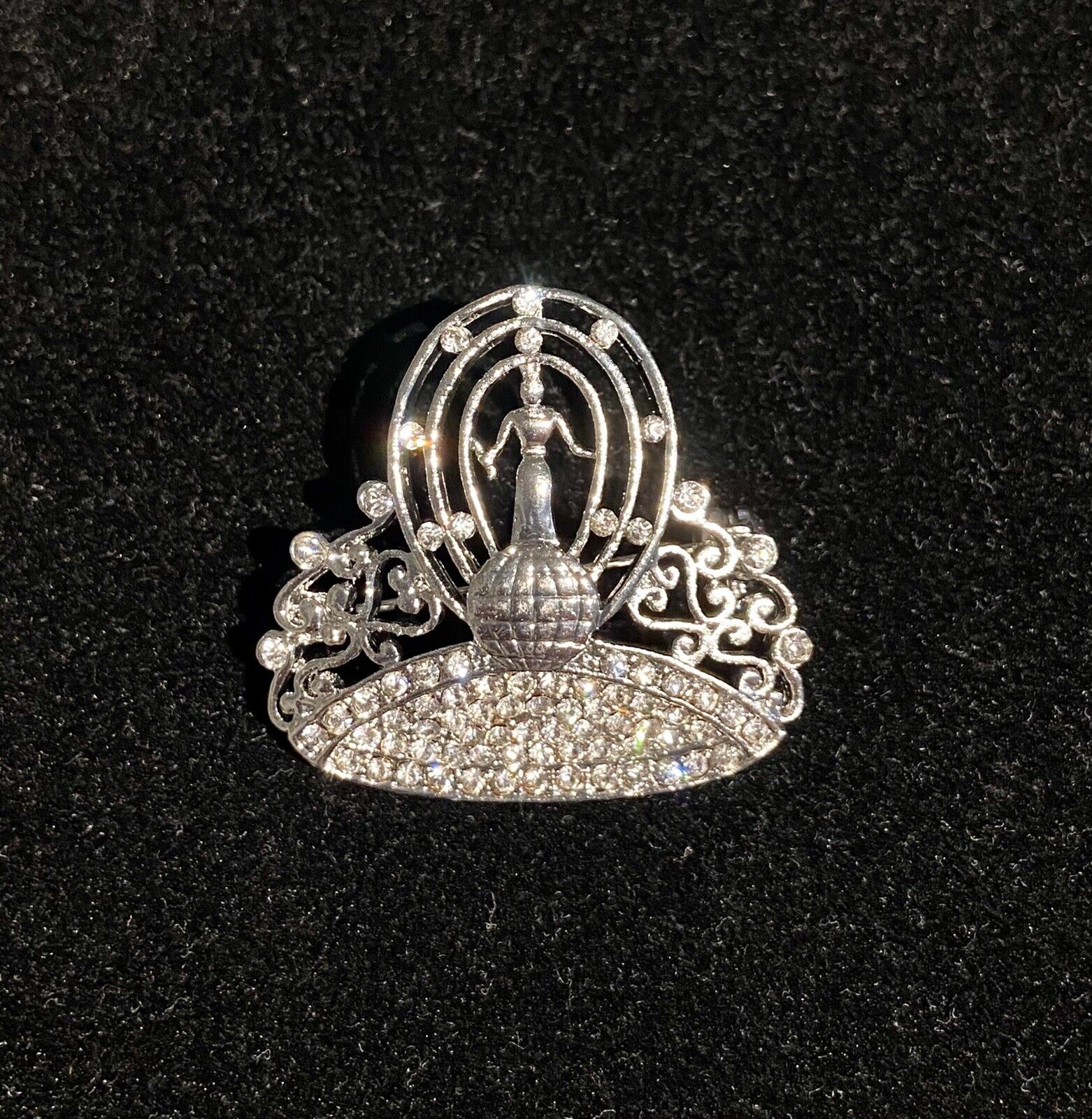 Miss Universe Classic Crown Brooch Pin With Rhinestones￼