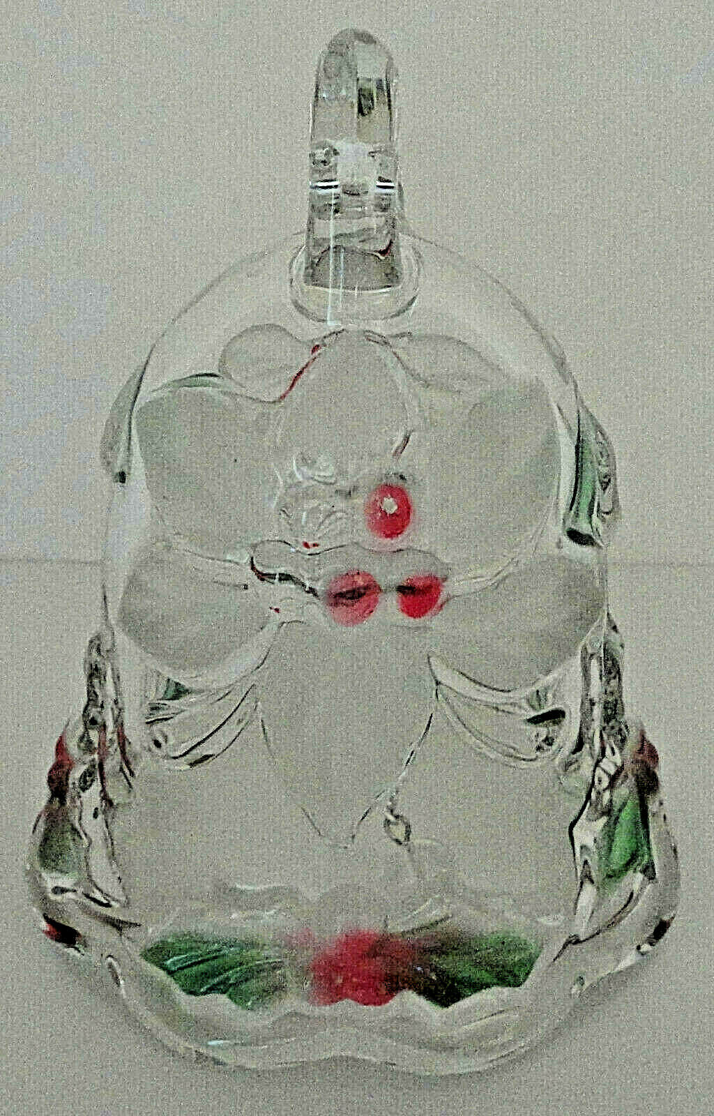 Mikasa Glass Bell Crystal Red Green Holly Berries Heavy Frosted Holiday Bloom