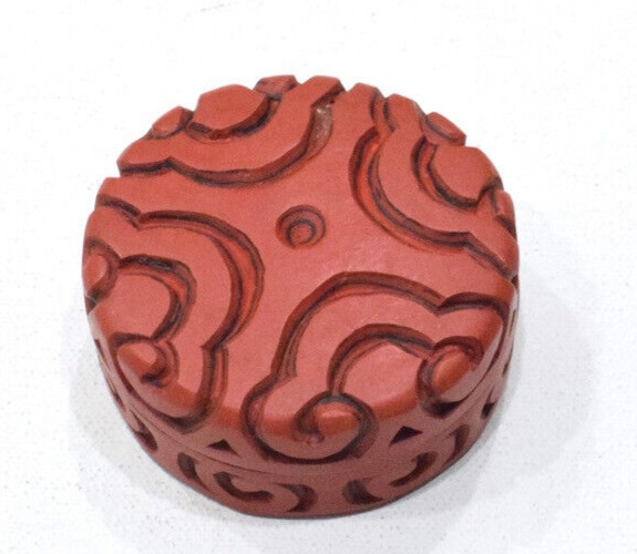 Chinese Cinnabar Lacquered Carved Cloud Box