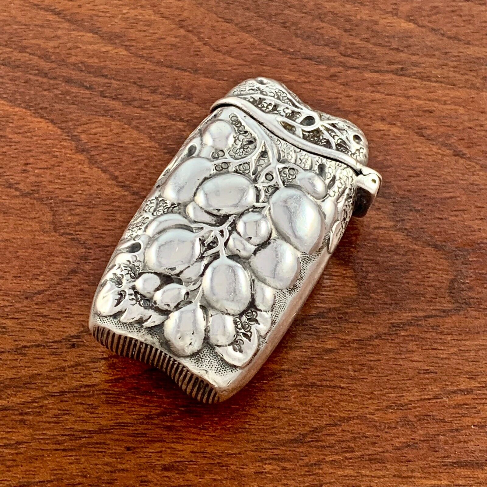 WHITING AESTHETIC STERLING SILVER MATCH SAFE BERRY PATTERN CHOKE CHERRY 1880