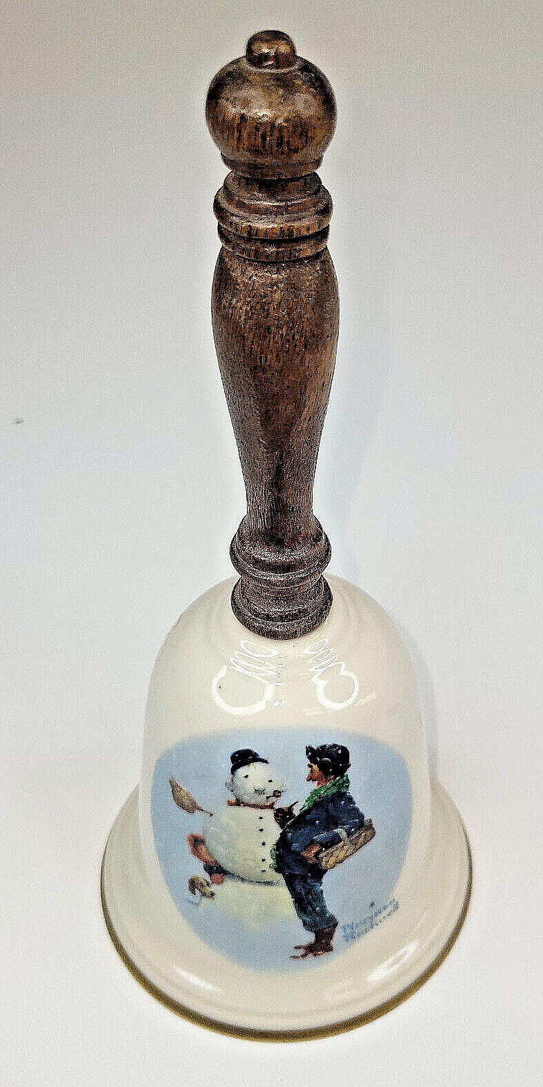Vintage Norman Rockwell Snow Sculpture 1976  Fine China Christmas Bell by Gorham