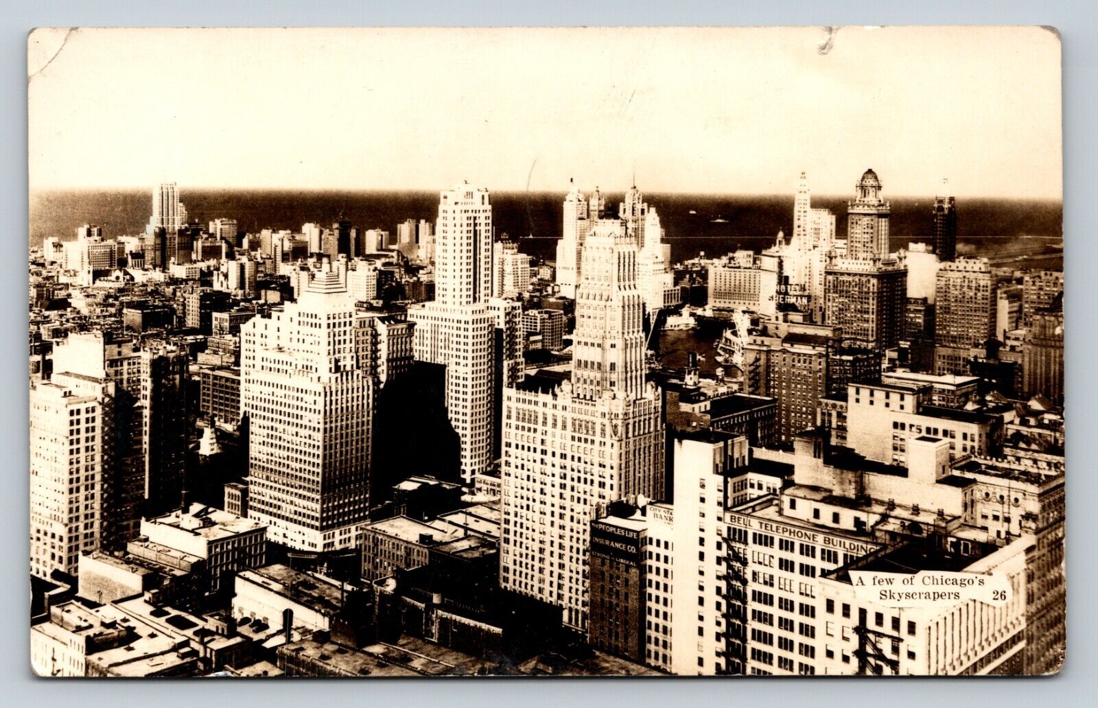 c1932 RPPC Chicago Skyscrapers 'Bell Telephone Building' VINTAGE Postcard