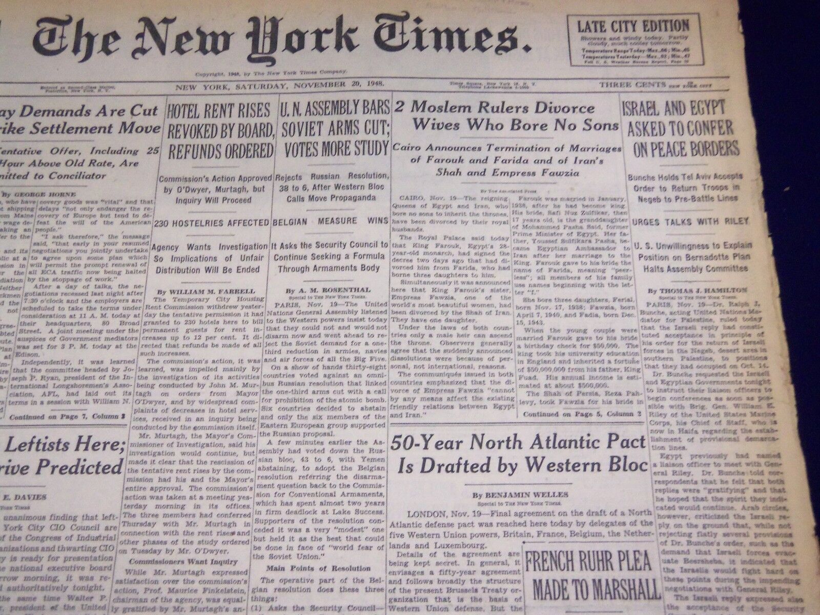1948 NOVEMBER 20 NEW YORK TIMES - ISRAEL AND EGYPT CONFER - NT 2915