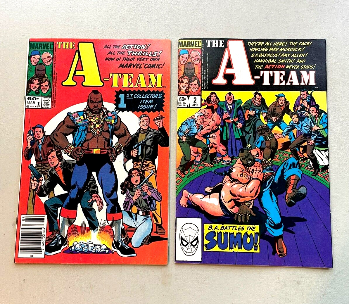 The A-Team #1 and 2 (Marvel 1984) VF Newsstand, TV series