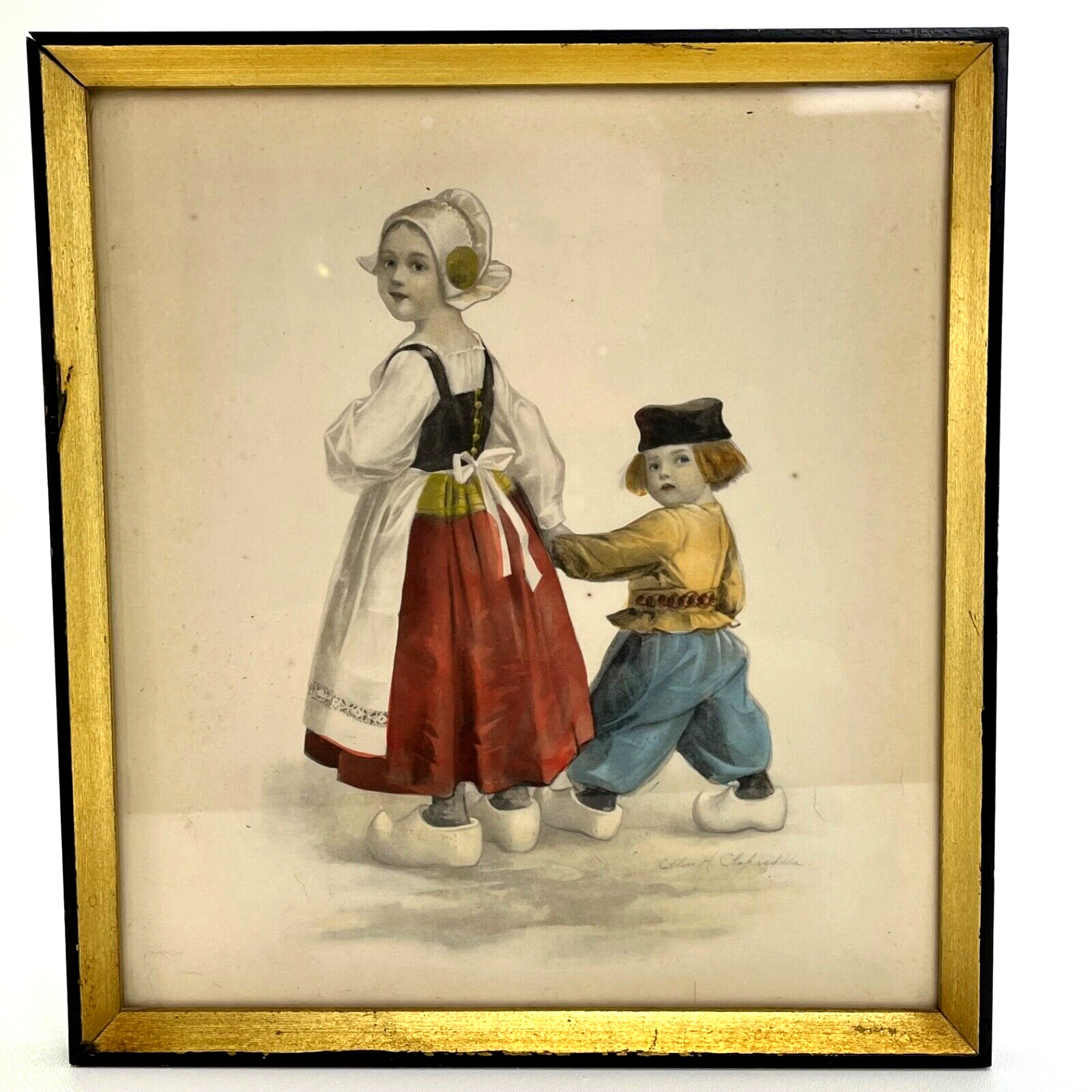 Dutch Children Framed Print Ellen Clapsaddle 1905 International Art Publishing