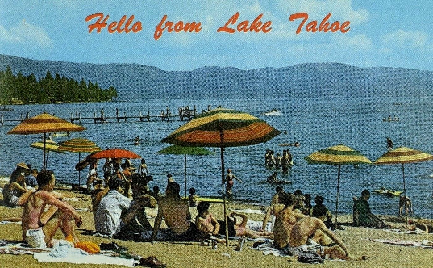 Hello From King\'s Beach Lake Tahoe, CA Landscape Vintage Postcard P95