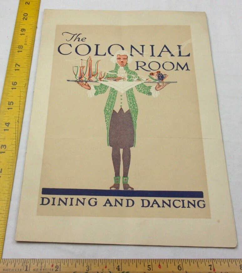 The Colonial Room dinner menu 1924 Boston The Shephard Restaurant
