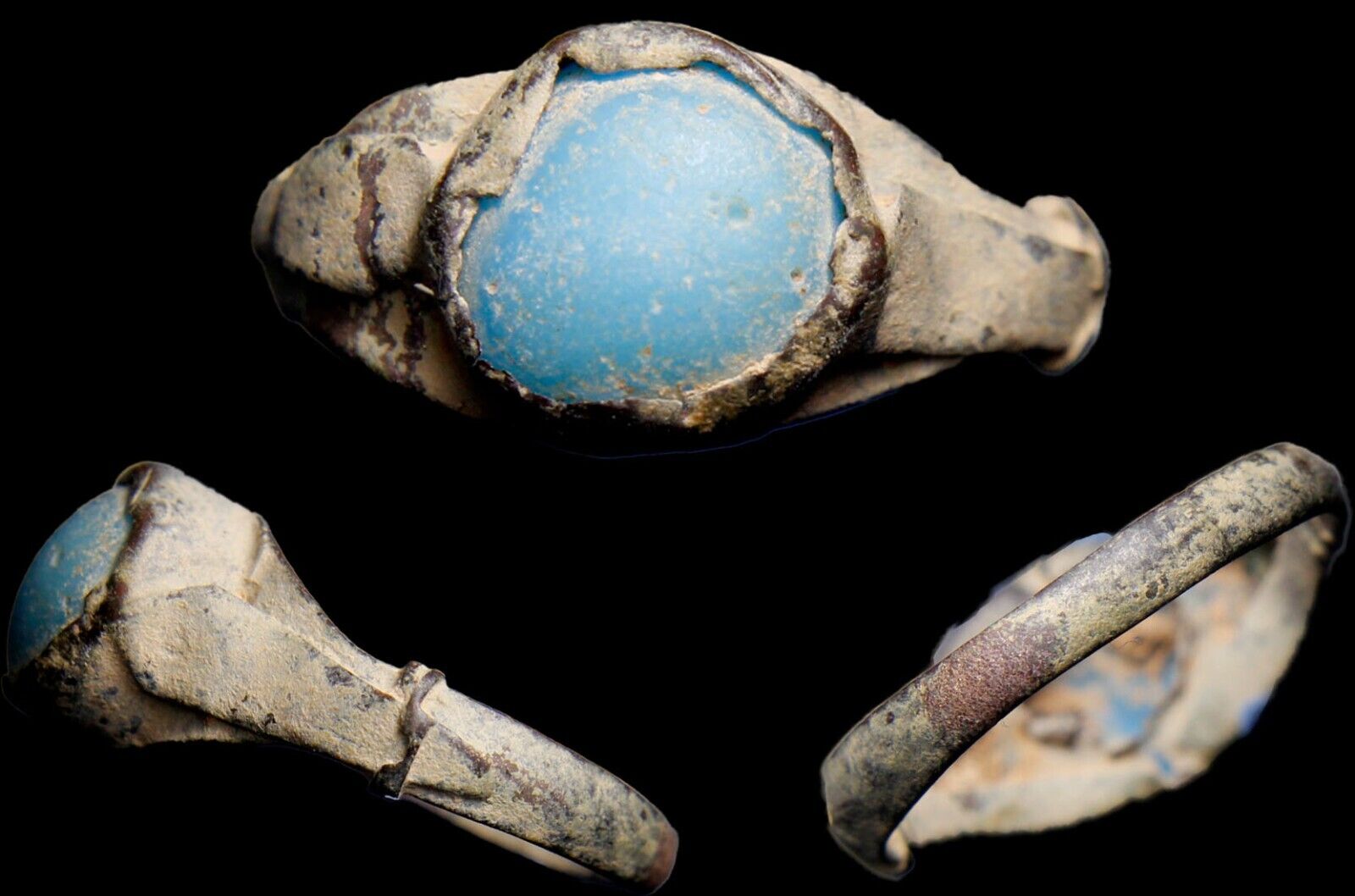 Authentic Ancient Roman Ring Turquoise (Feroza Stone) Precious and Rare Artifact