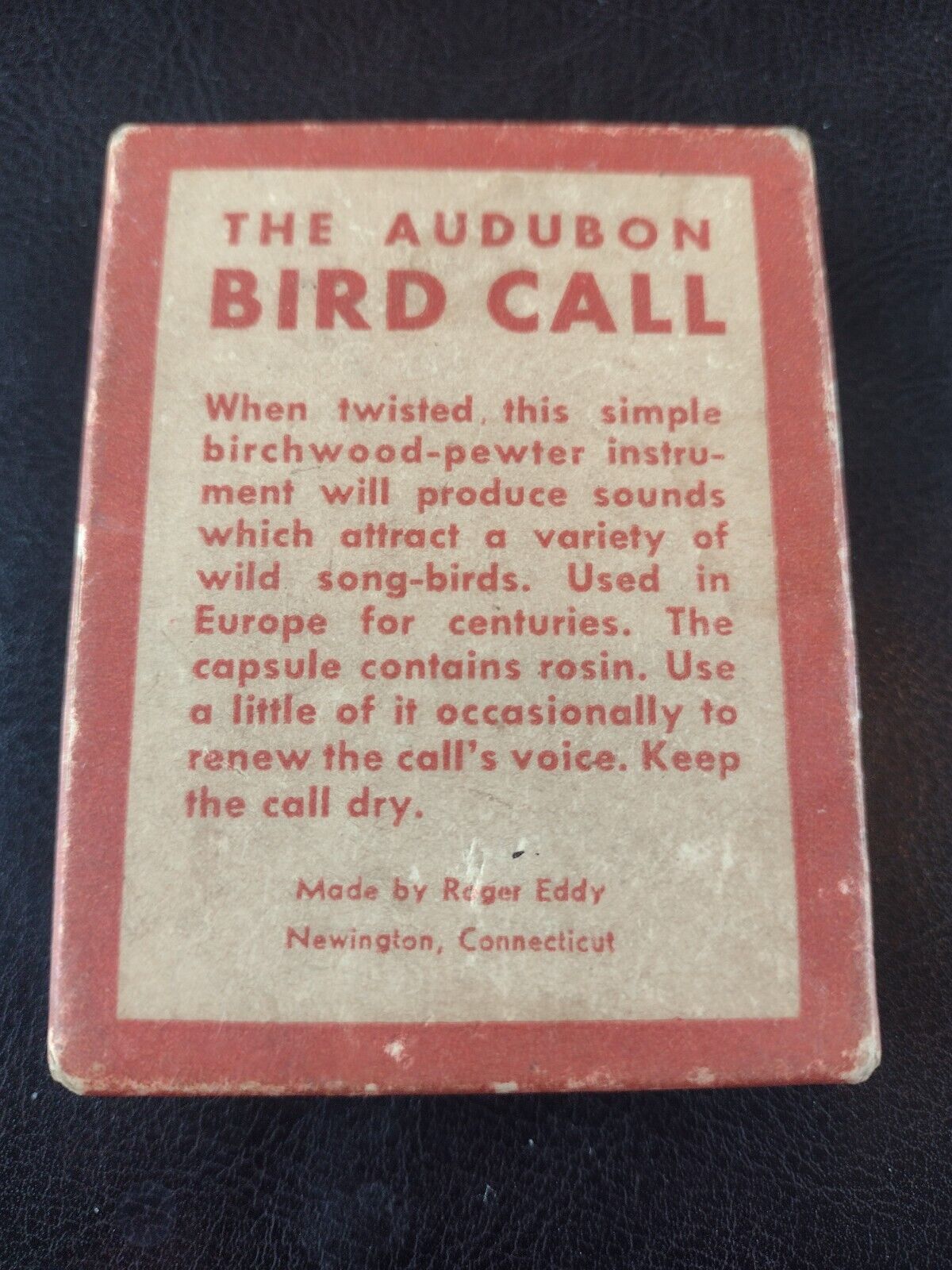 Vintage Audubon BIRD CALL Made by Roger Eddy Birchwood Pewter