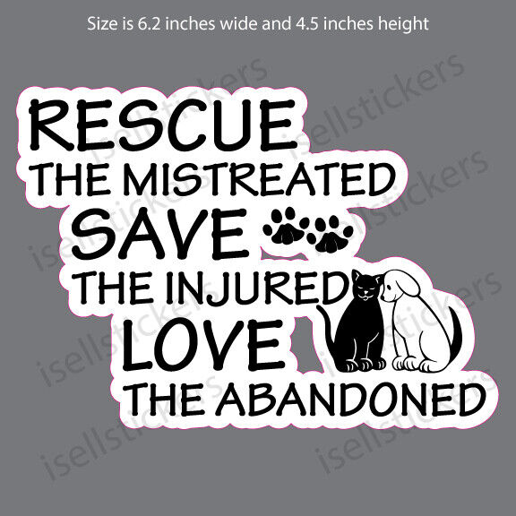 PET-5201 Rescue Save Love Pet Adopt Animal Cat Dog Window Decal Bumper Sticker