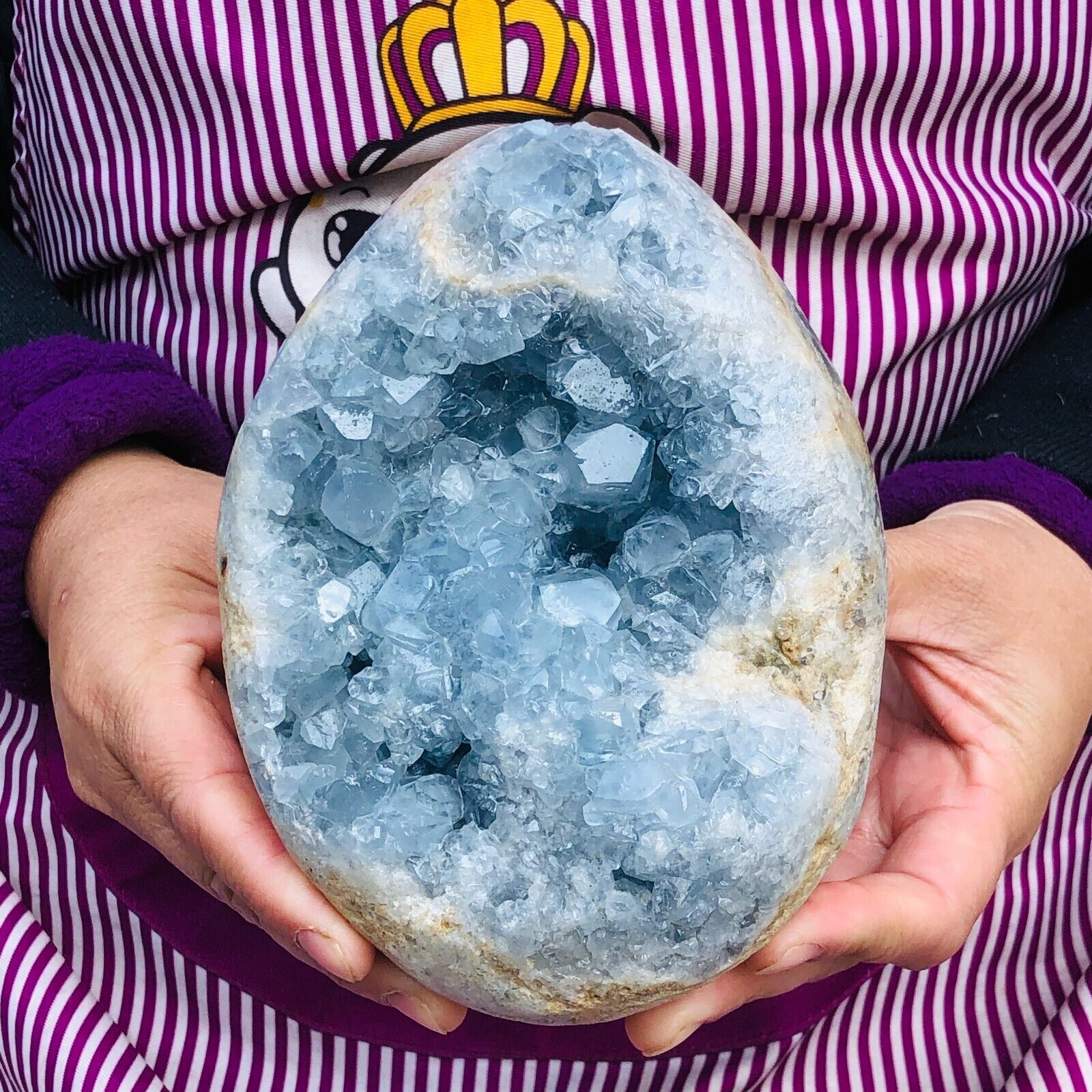 5.5LB Natural Blue Celestite Geode Quartz Crystal Mineral Specimen Healing