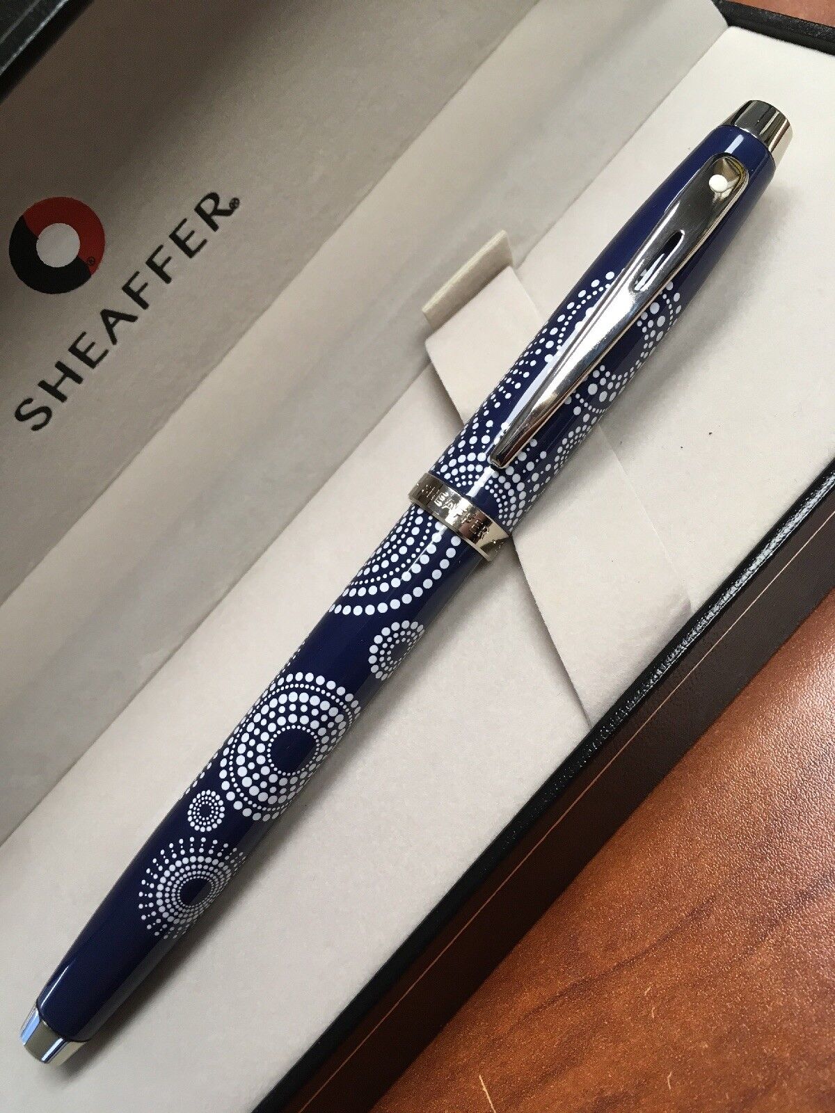Sheaffer 100 Gloss Blue Pattern Roller Ball Pen