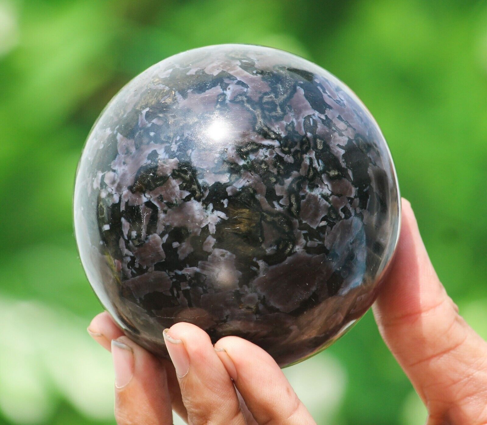 Superb 85MM  Indigo Gabbro Crystal Healing Reiki Energy Stone Sphere Orb Globe