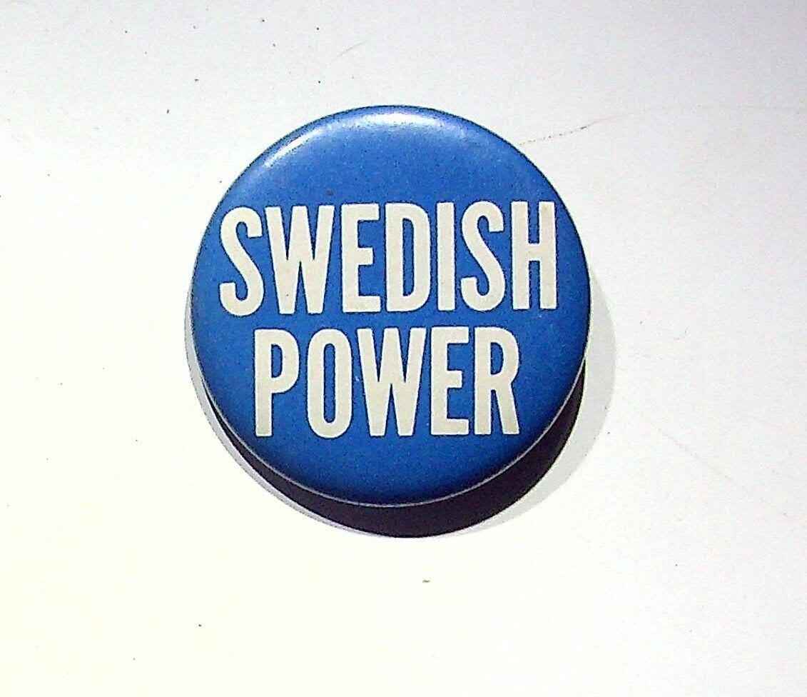 SWEDISH POWER - VINTAGE ADVERTISEMENT BUTTON PIN