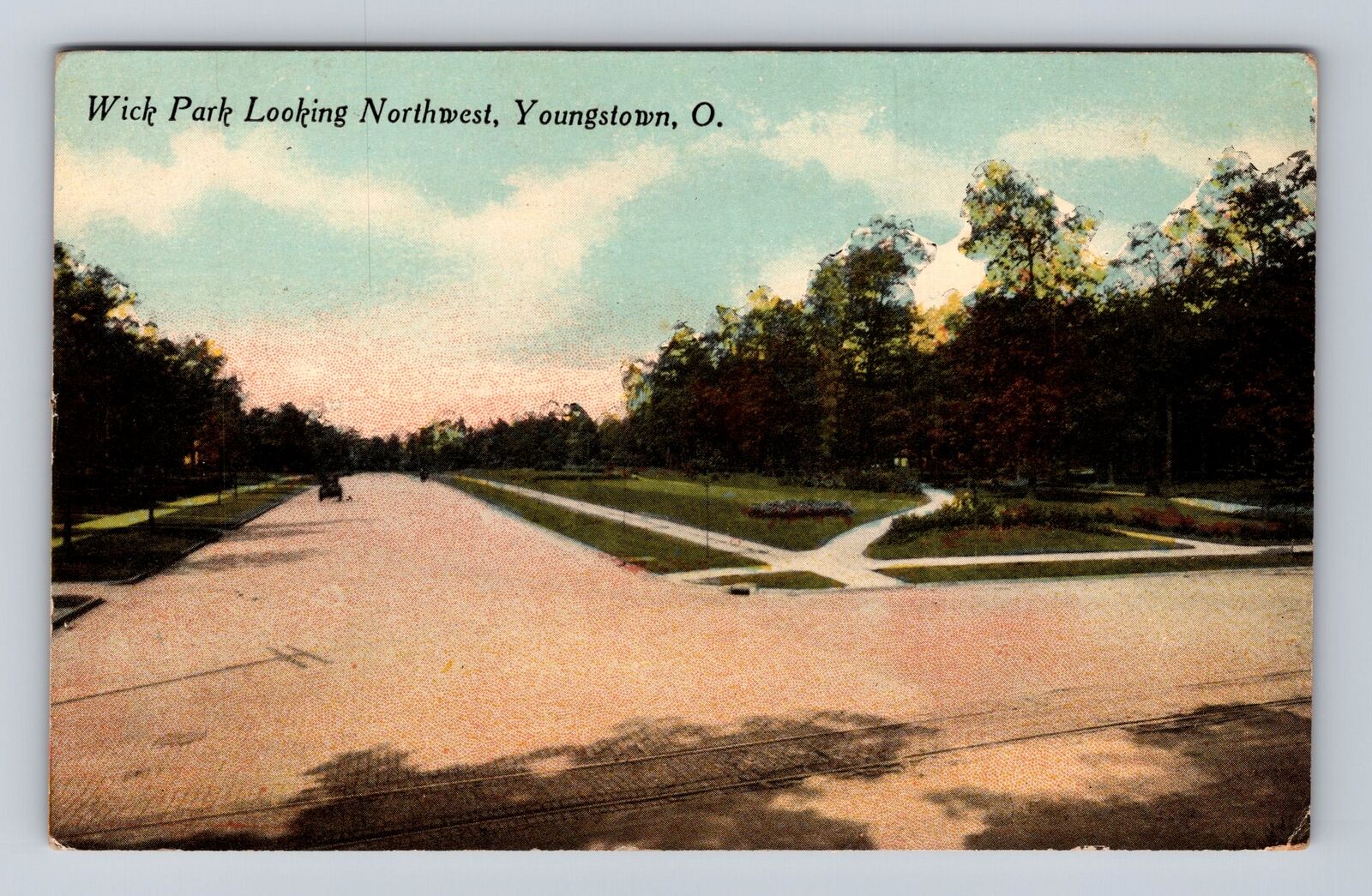 Youngstown OH-Ohio, Wick Park Looking Northeast, Roadway, Vintage Postcard