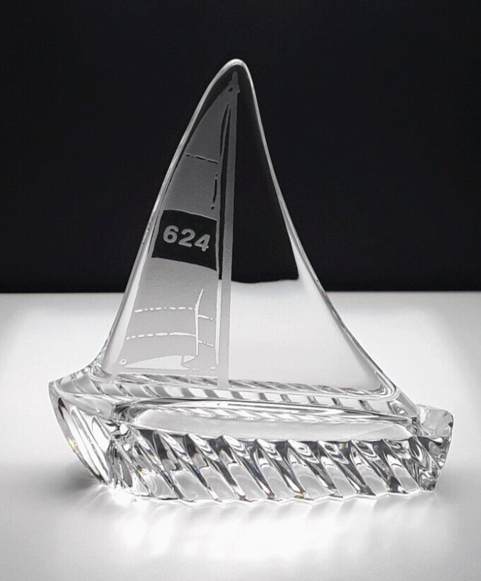 Galloway Irish Crystal Sailboat 624 Nautical Sculpture Paperweight Figurine 3 ¾\