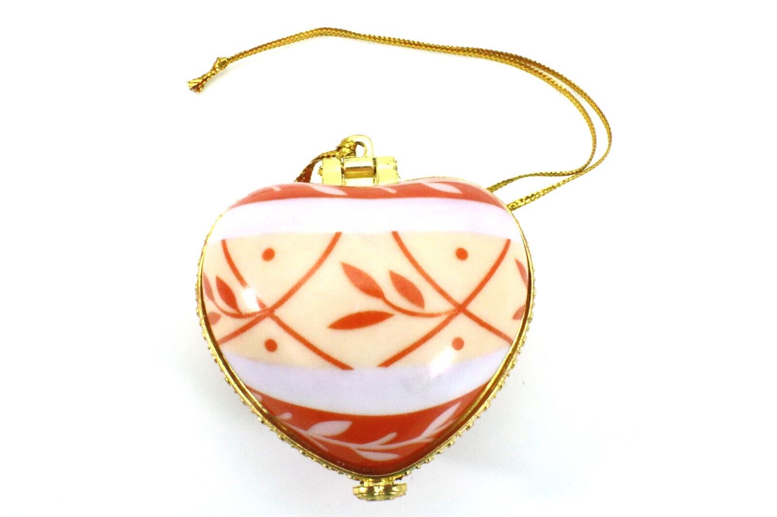 Valerie Parr Hill Porcelain TRINKET BOX Orange Ornament Heart Shape Valentine