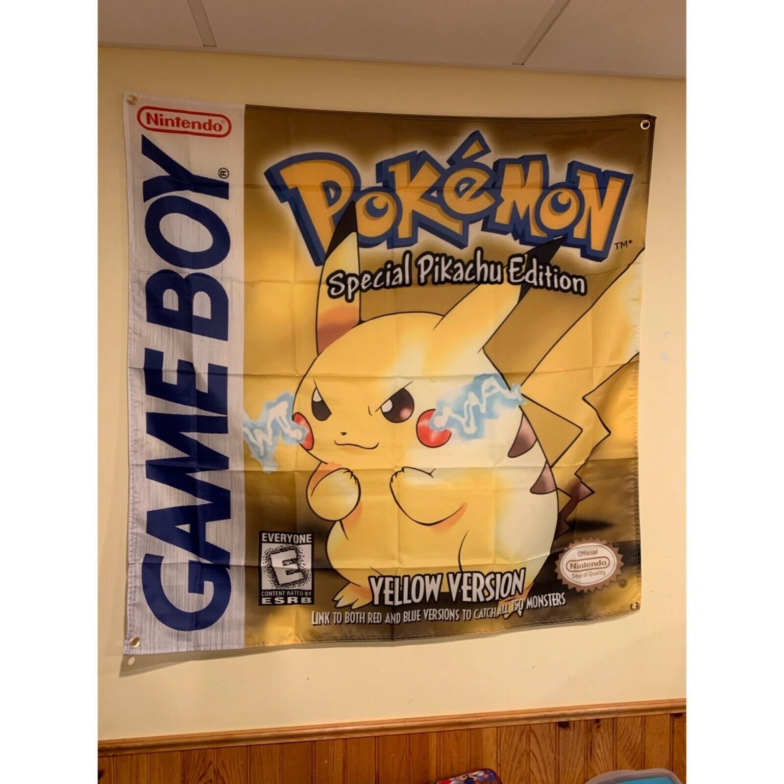 Pokemon Yellow Version Pikachu Gameboy Wall Flag Banner Tapestry 3.5 x 3.5 Ft