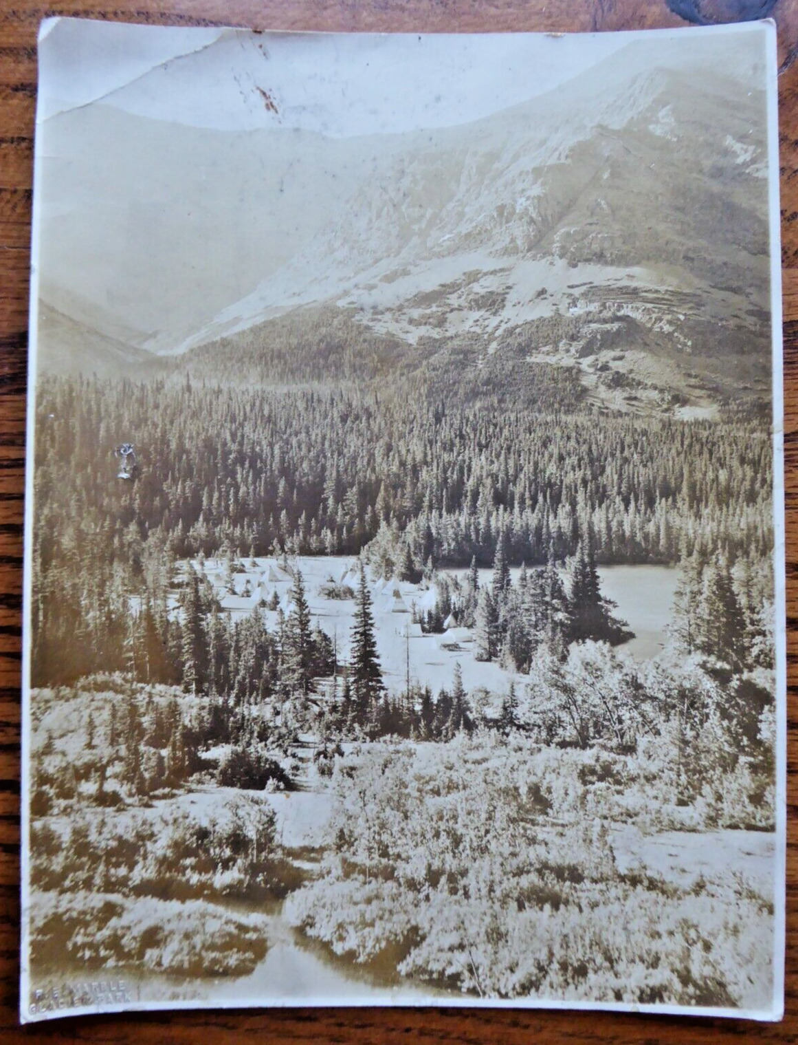 Original R.E. Marble Antique 1917 Photograph Native American Indian Camp Montana